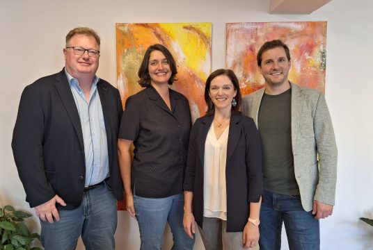 Die Ecolo-Abgeordneten Freddy Mockel, Inga Voss, Partei-Vorsitzende Fabienne Colling und Andreas Jerusalem (Dogan Malicki/BRF)