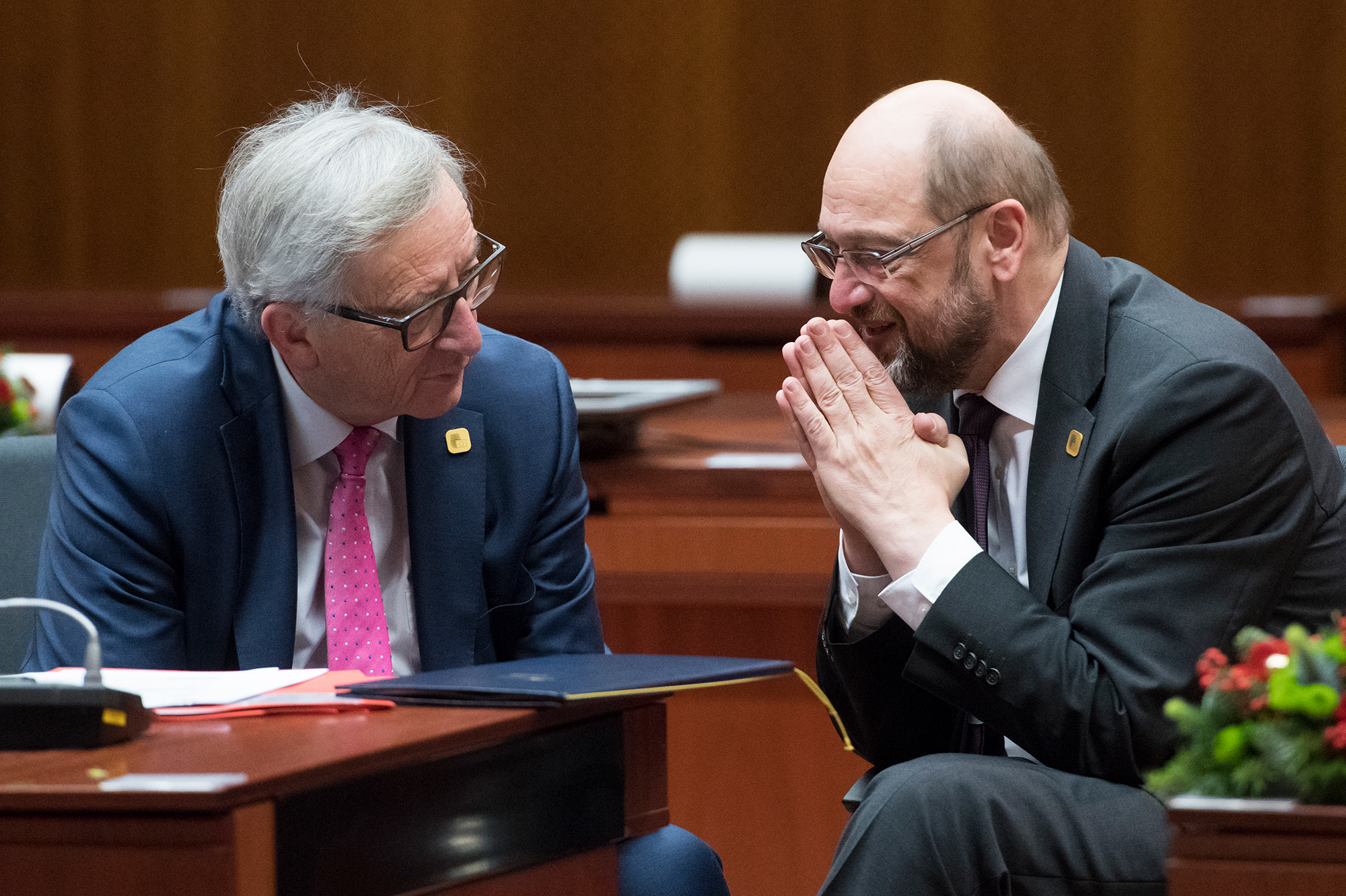 Jean-Claude Juncker und Martin Schulz bei einem EU-Gipfel 2016 (Bild: Christophe Licoppe/Belga)