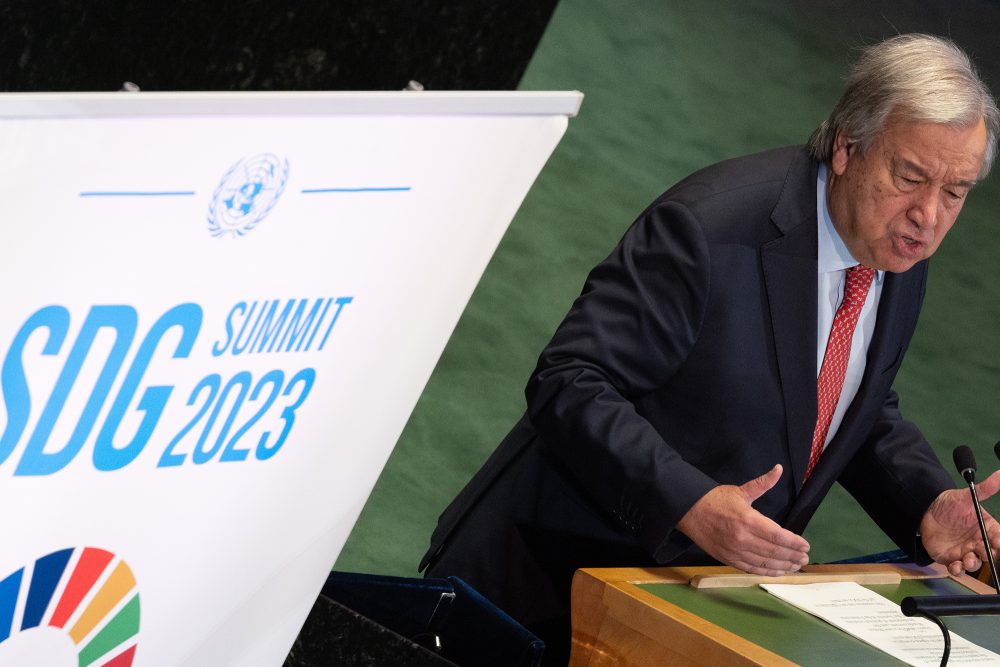 Antonio Guterres beim UN-Nachhaltigkeitsgipfel in New York (Bild: Benoit Doppagne/Belga)