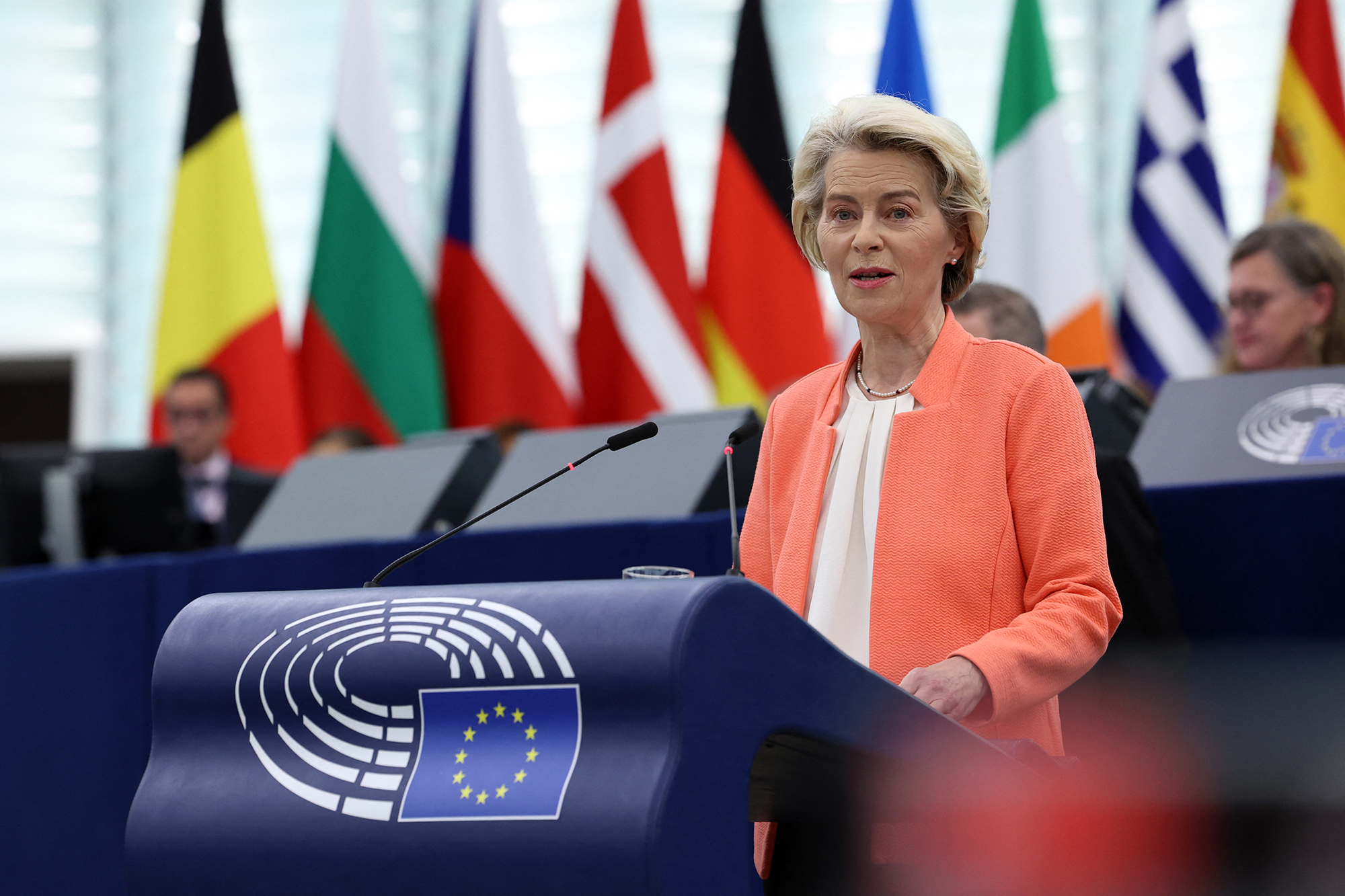 EU-Kommissionspräsidentin Ursula von der Leyen im Europaparlament in Straßburg (Bild: Frederick Florin/AFP)