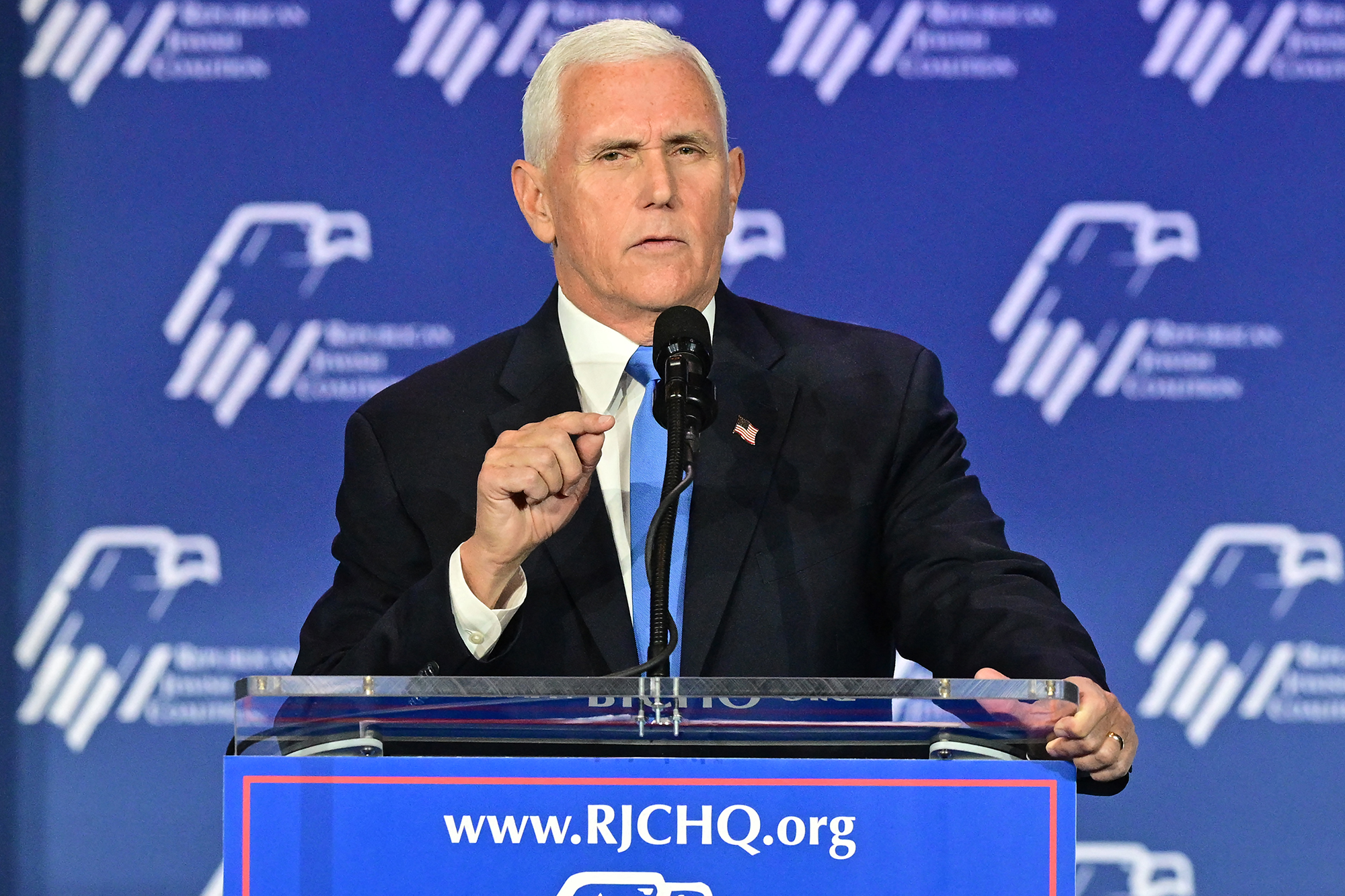 Mike Pence bei seiner Rede im Venetian Conference Center in Las Vegas (Bild: Frederic J. Brown/AFP)