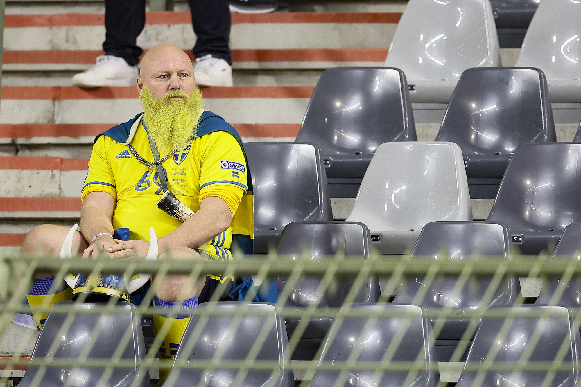 Schweden-Fan in Brüssel am Montag (Bild: Bruno Fahy/Belga)