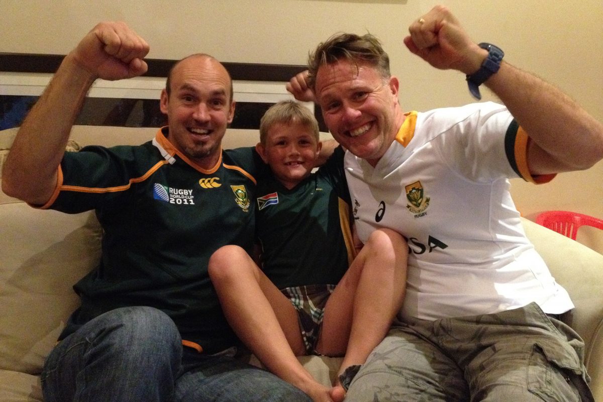 Springboks-Fan Robby Langer aus Eupen fieberte mit Freunden und Familie mit (Bild: privat)