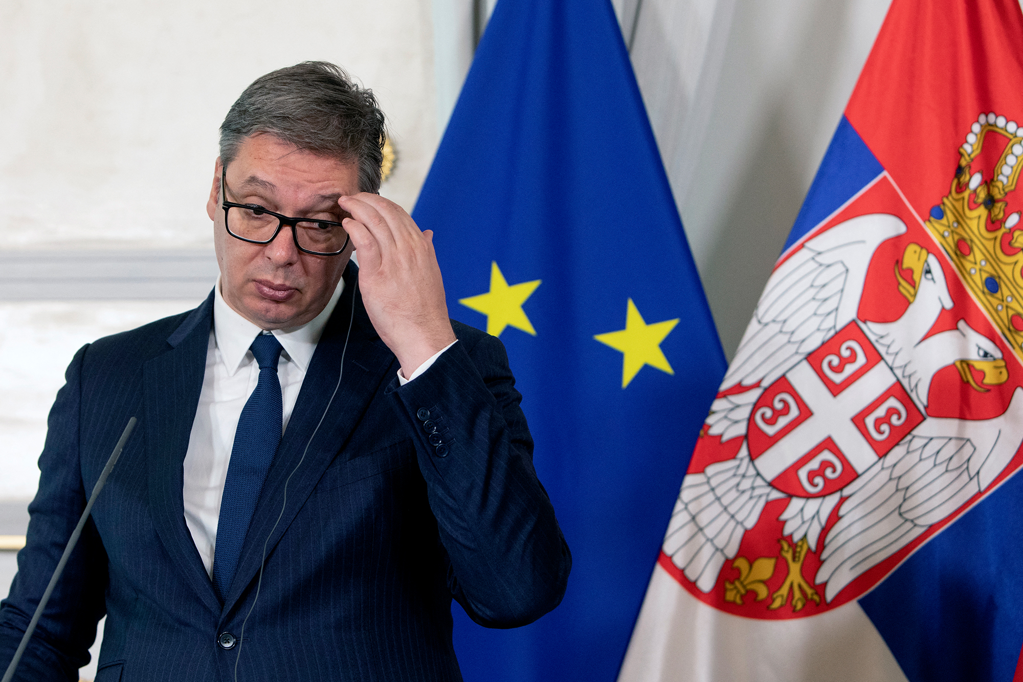 Der serbische Präsident Aleksandar Vucic (Archivbild Alex Halada/AFP)
