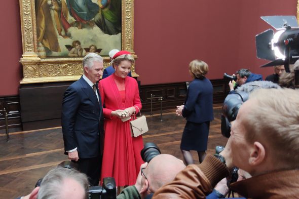 König Philippe und Königin Mathilde in der Gemäldegalerie Alte Meister (Bild: Manuel Zimmermann/BRF)
