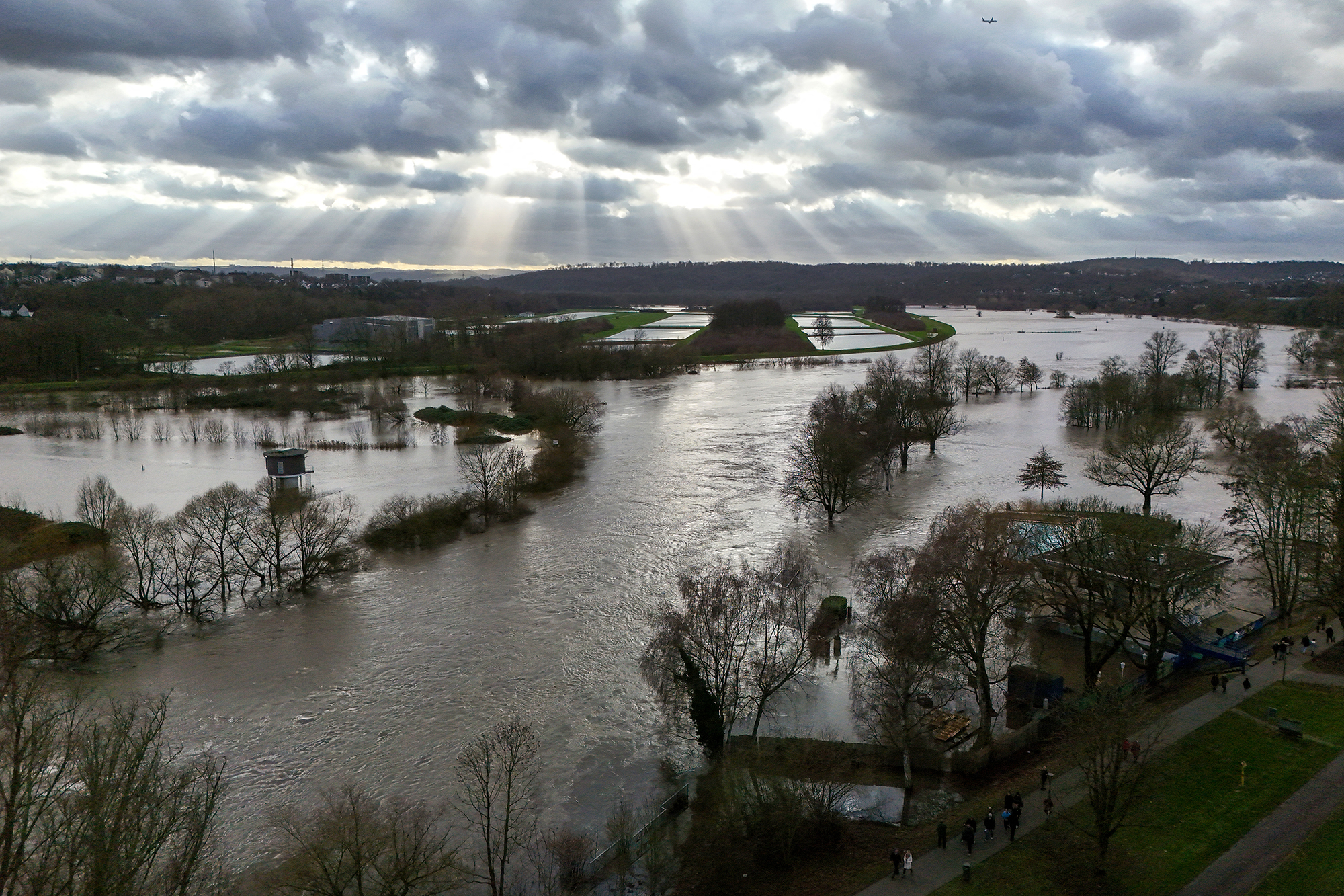 Hochwasser in Essen am 26. Dezember (Bild: Ina Fassbender/AFP)