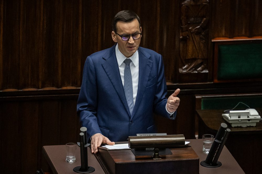 Polens bisheriger Ministerpräsident Mateusz Morawiecki (Bild: Wojtek Radwanski/AFP)