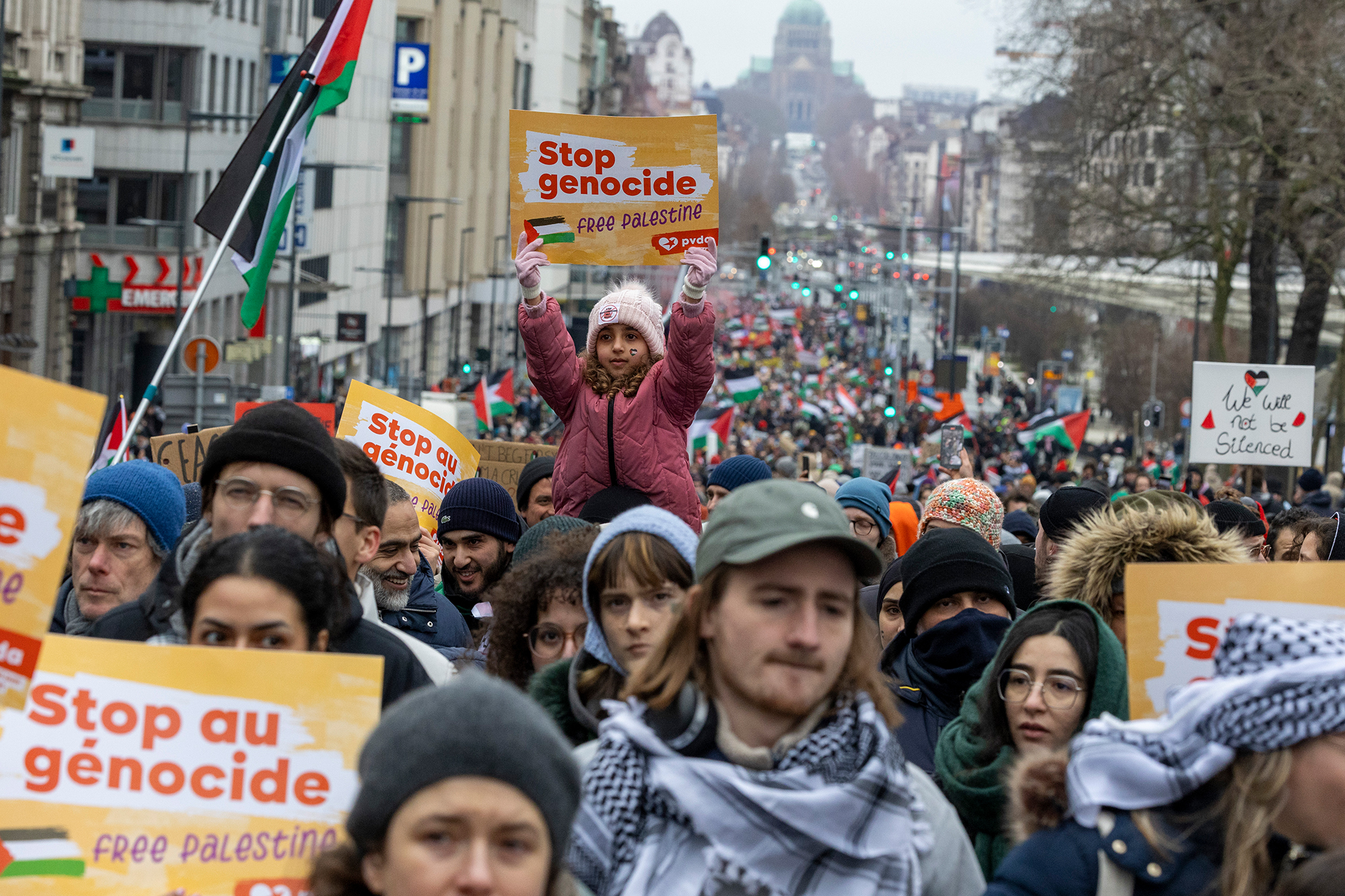 Demo für eine sofortige Feuerpause im Gazastreifen in Brüssel