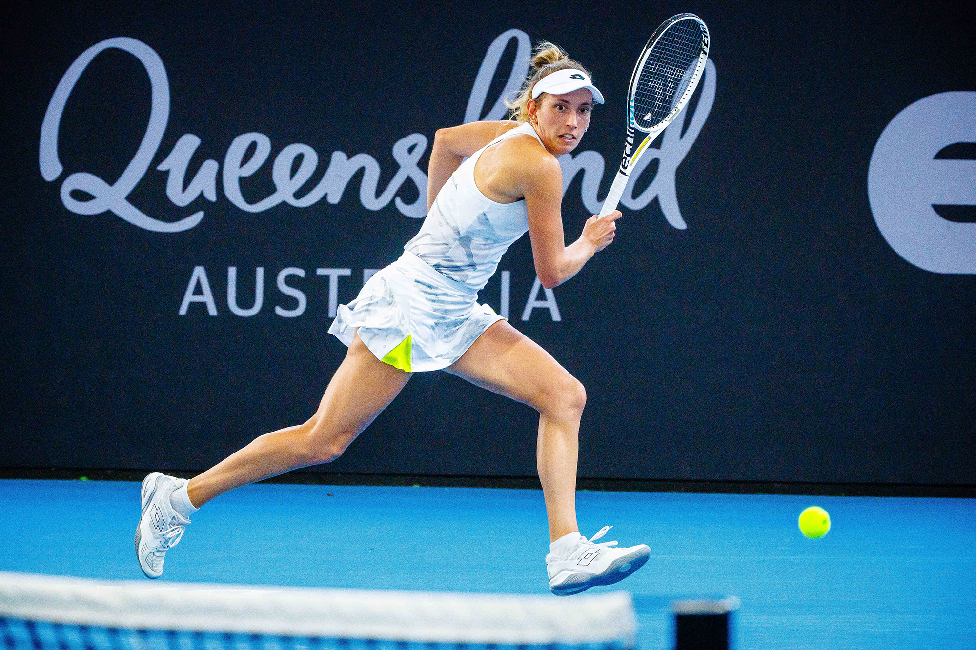 Elise Mertens, hier beim internationalen Tennisturnier von Brisbane am 4. Januar 2024 (Bild: Patrick Hamilton/AFP)