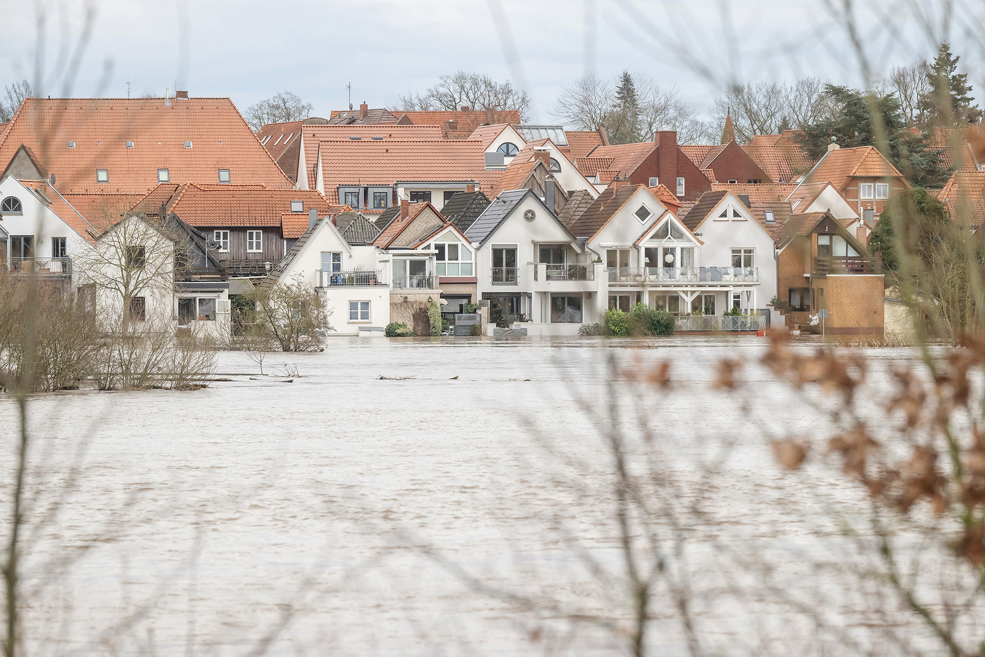 Vom Hochwasser betroffenen Gebäude in Verden an der Aller (Bild: Hornung/AFP)