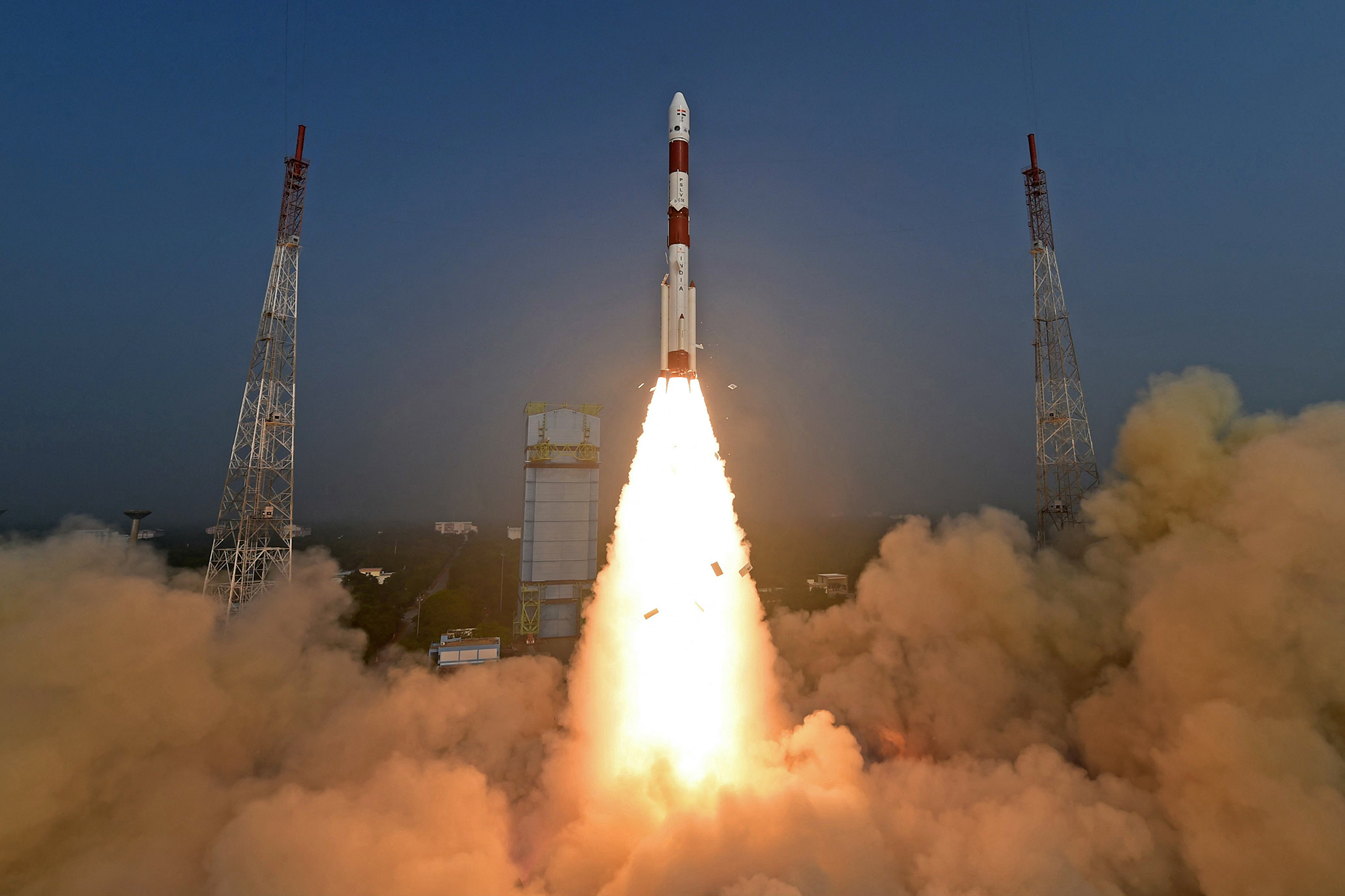 Start der Rakete PSLV-C58 mit dem Röntgenpolarimeter-Satelliten (XPoSat) vom Satish Dhawan Space Centre in Sriharikota (Bild: Indian Space Research Organisation (ISRO)/AFP)