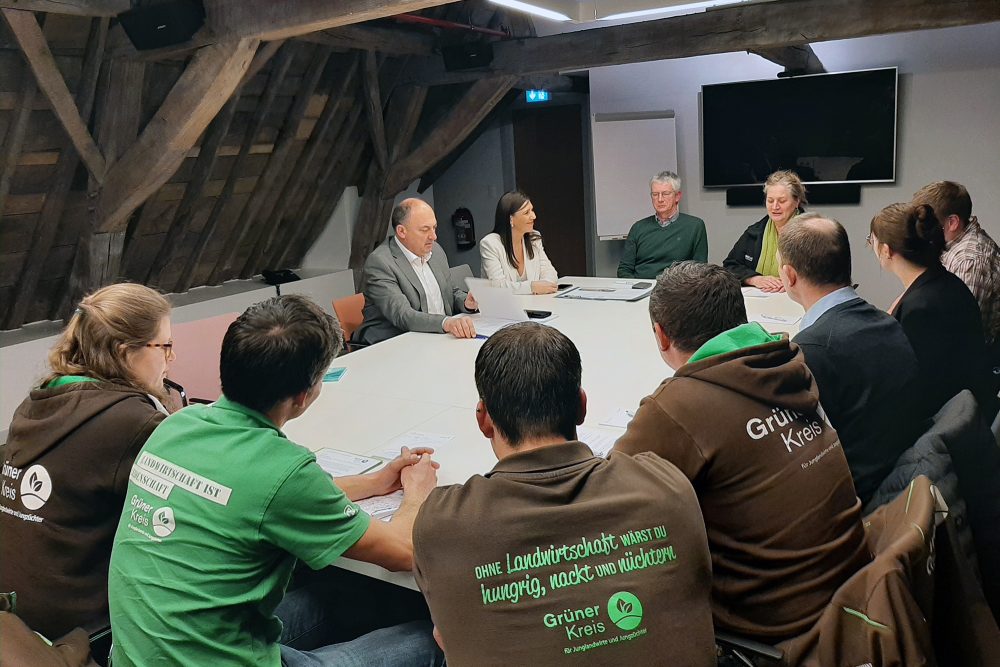 Bauernproteste: Treffen von "Grüner Kreis" mit Landwirtschaftsminister Willy Borsus (Bild: Michaela Brück/BRF)