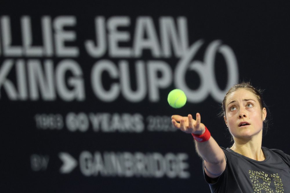 Marie Benoit während einer Trainingseinheit beim Billie Jean King Cup in Charleroi im November 2023 (Bild: Benoit Doppagne/Belga)