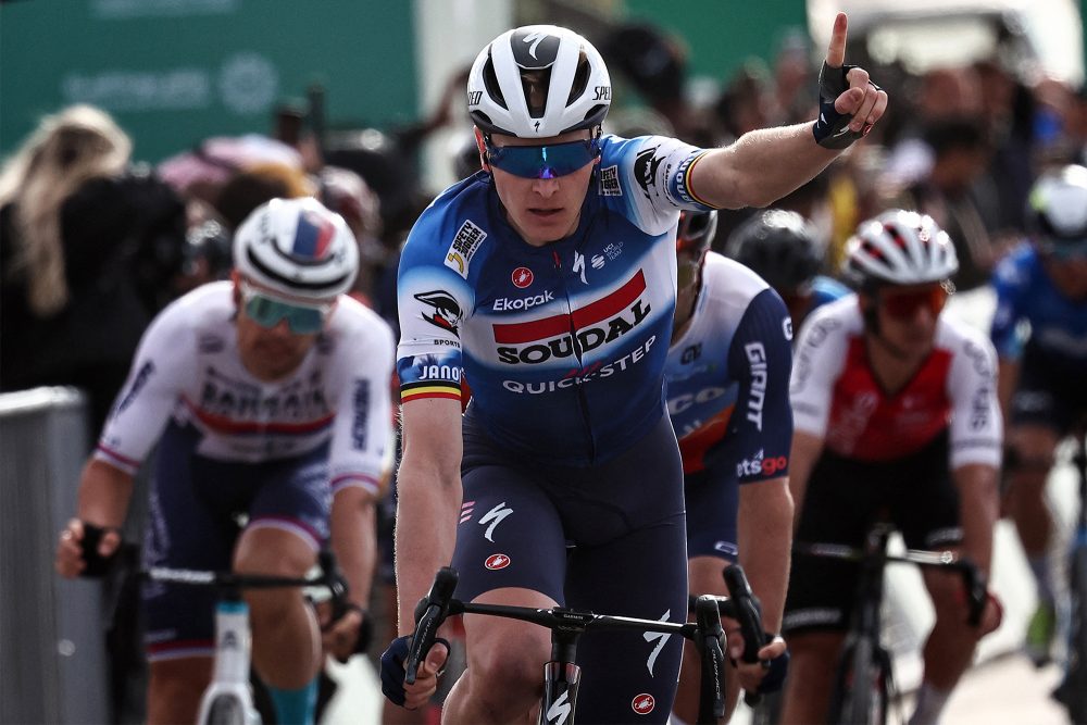 Tim Merlier (Soudal Quick-Step) bei der AlUla-Tour (Bild: Anne-Christine Poujoulat/AFP)