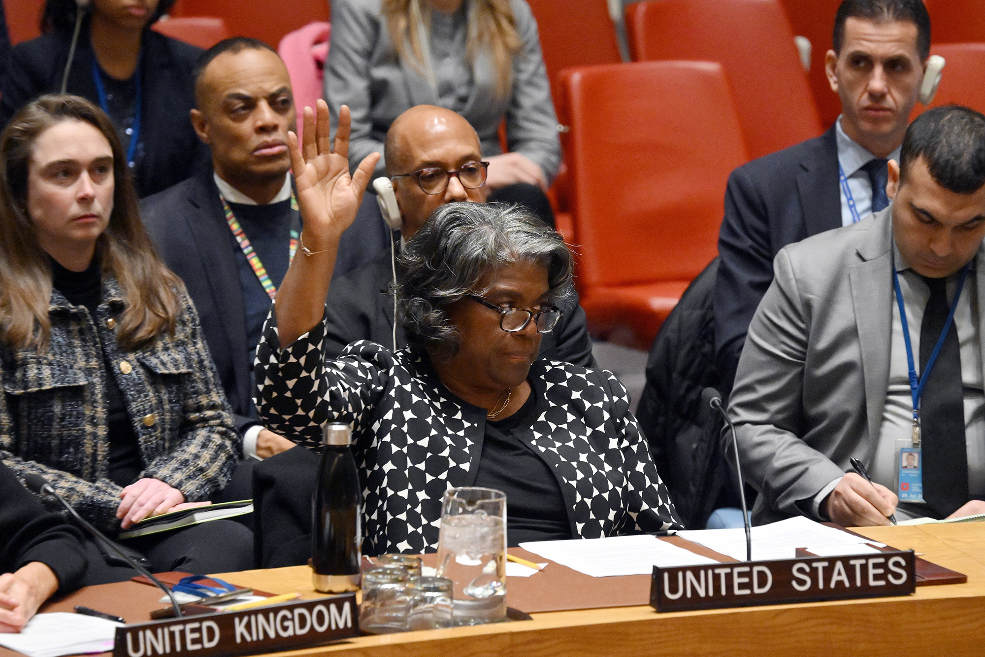 US-Botschafterin Linda Thomas-Greenfield legt ein Veto ein (Bild: Angela Weiss/AFP)