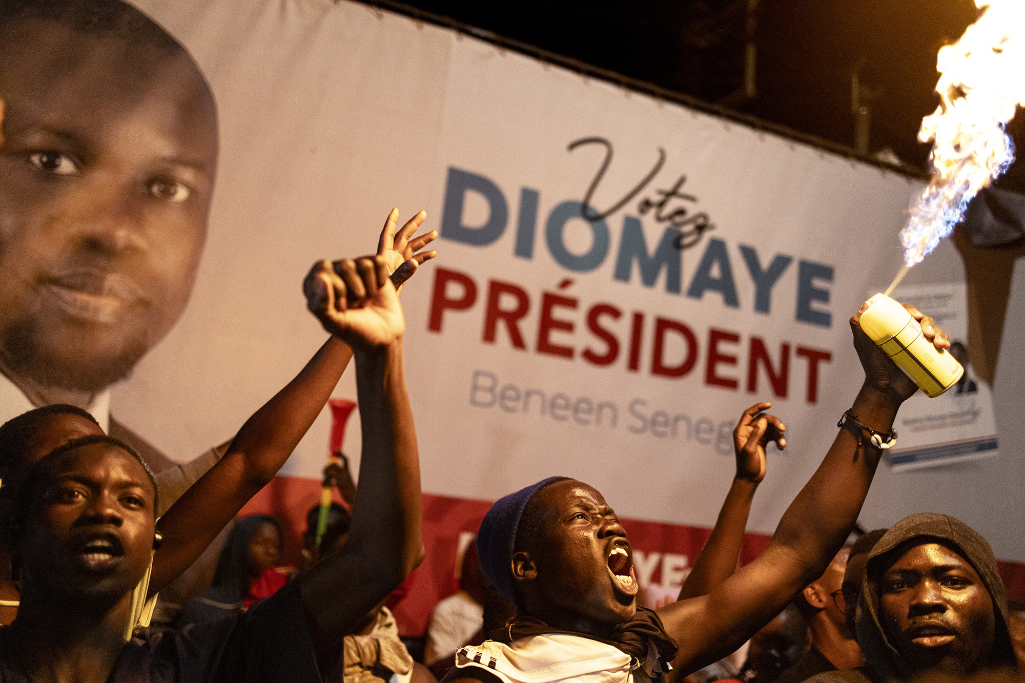 Anhänger von Oppositionskandidat Bassirou Diomaye Faye am 24. März in Dakar