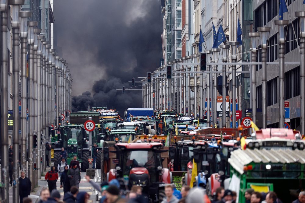 Bauernproteste im Brüsseler Europaviertel am Dienstag