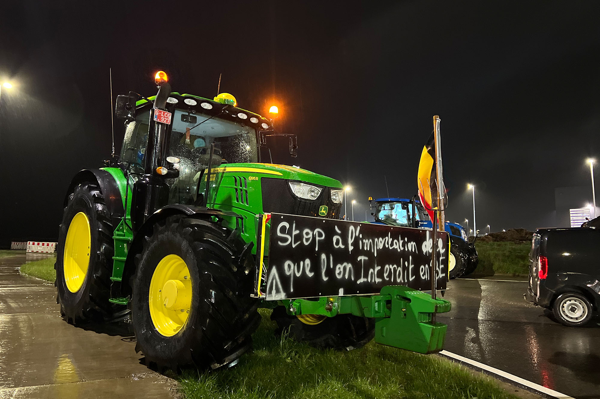 Protest von jungen Landwirten am Lütticher Flughafen