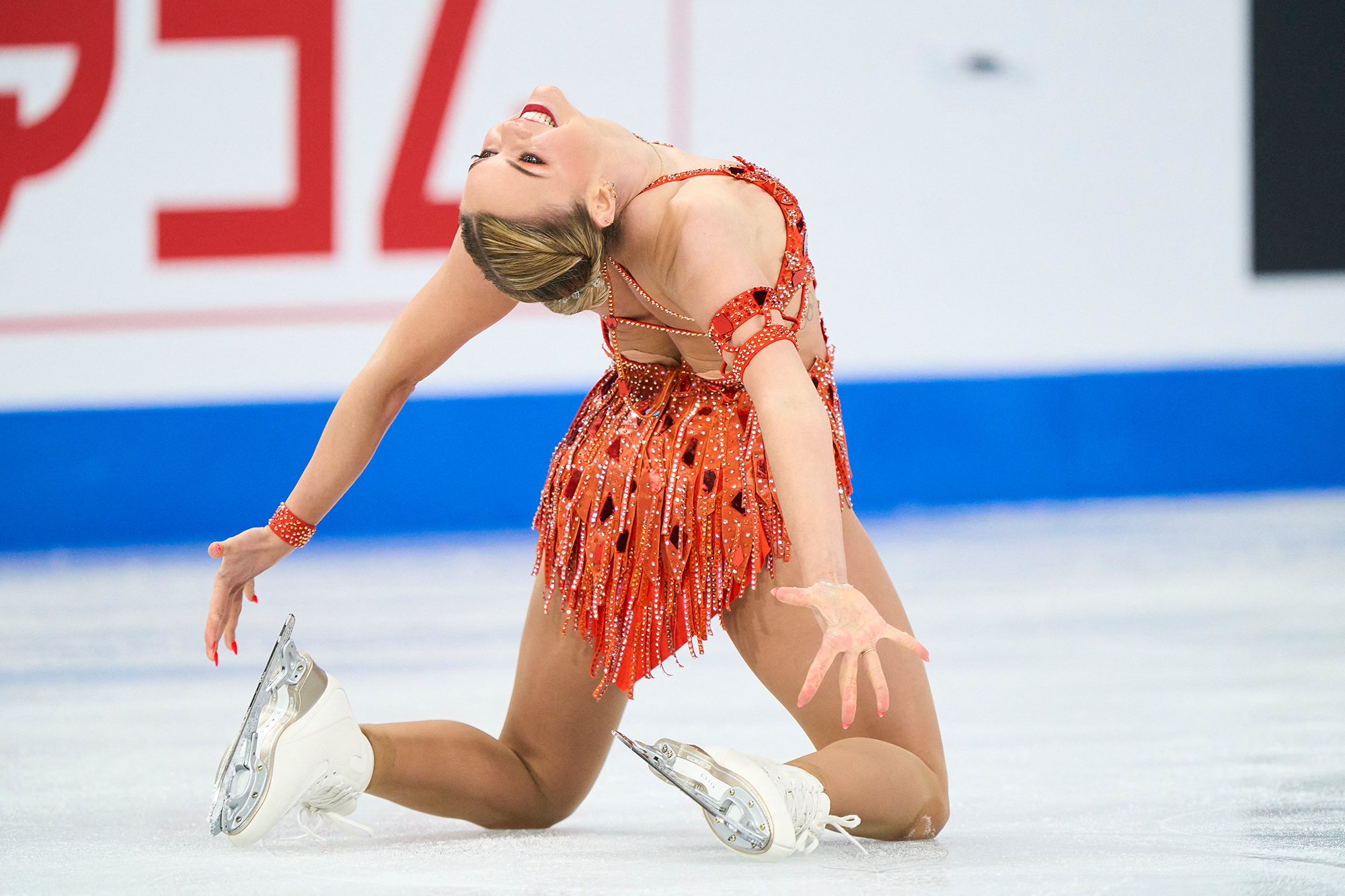 Loena Hendrickx beim Kurzprogramm während der Eiskunstlauf-Weltmeisterschaften im kanadischen Montreal