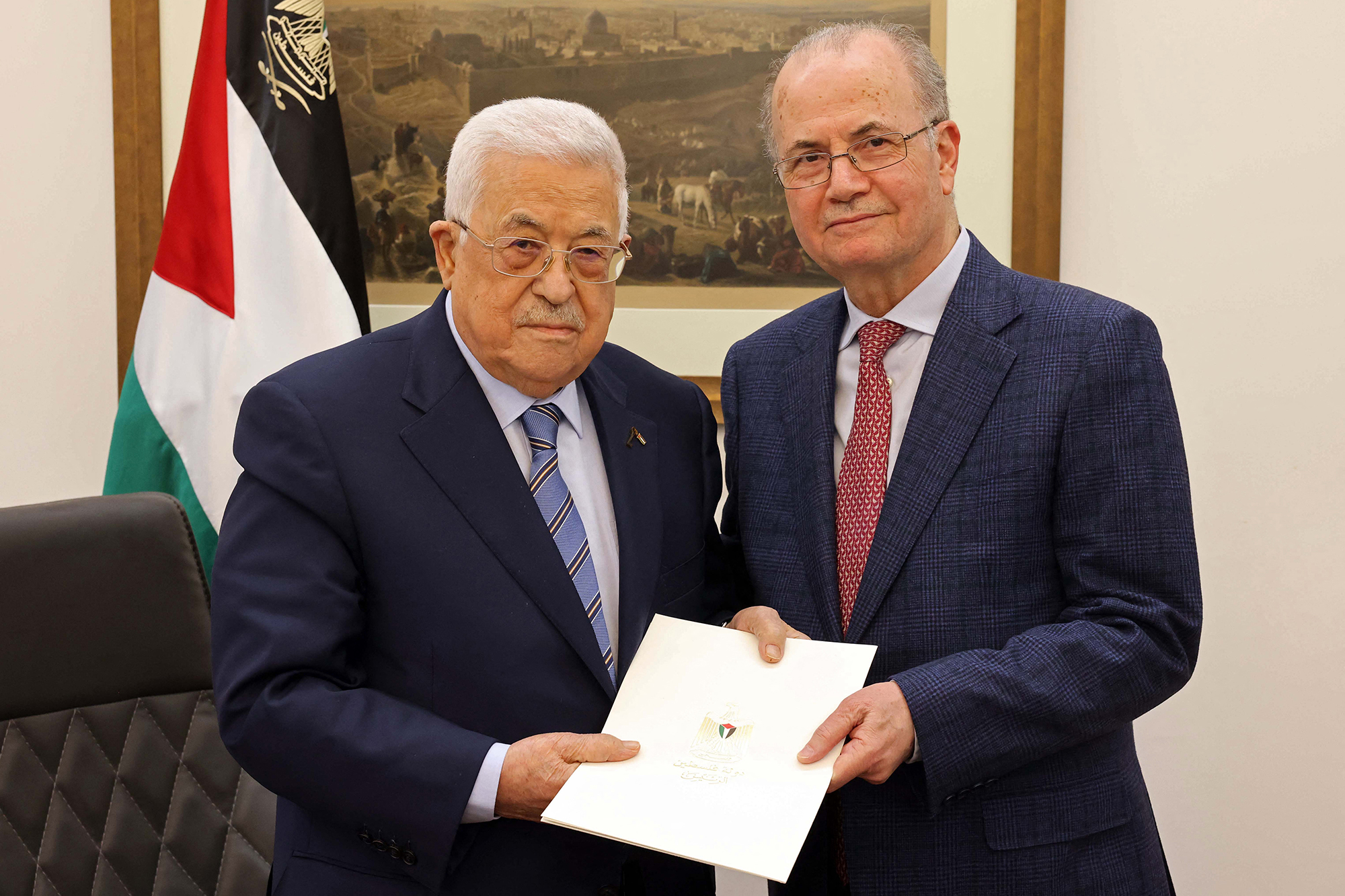 Mahmud Abbas und Mohammad Mustafa in Ramallah