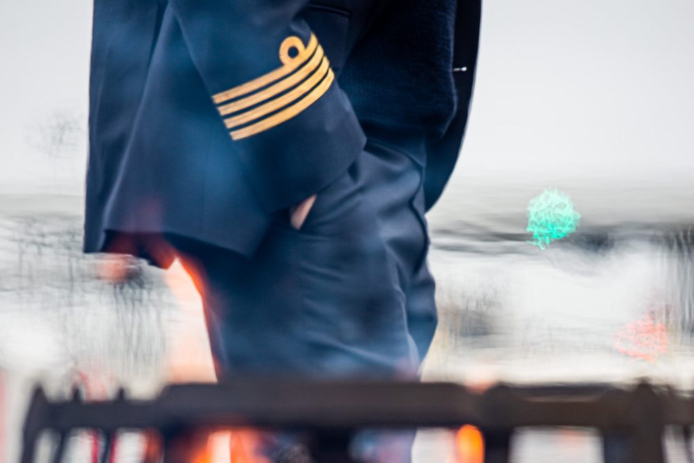 Pilot bei einem Streik am Brussels Airport