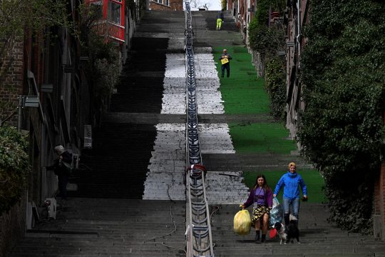 Die Treppen von Bueren in palästinensischen Farben