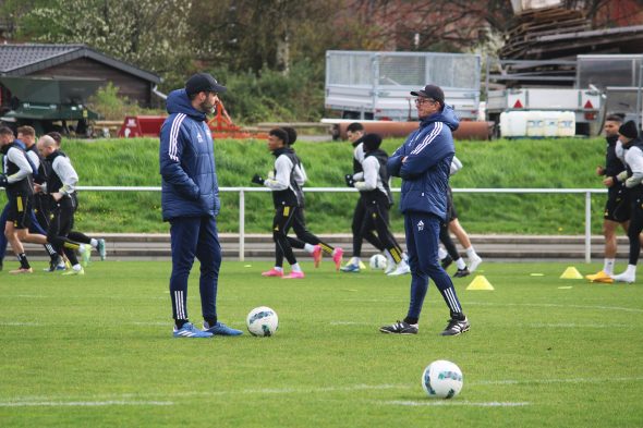 Training der AS Eupen unter Kristoffer Andersen und Raphaël Fèvre