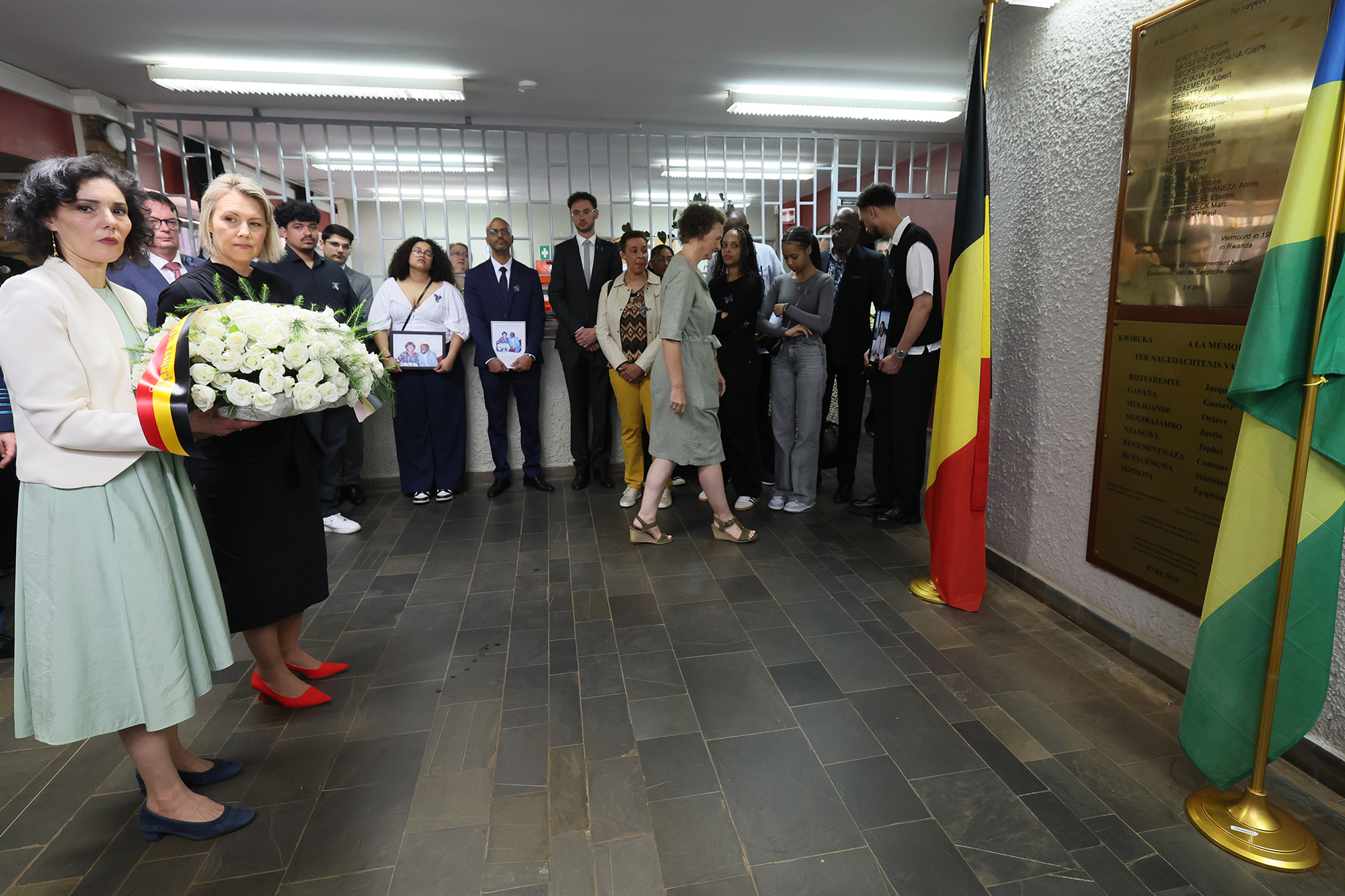 Außenministerin Hadja Lahbib und Verteidigungsministerin Ludivine Dedonder bei der Gedenkfeier