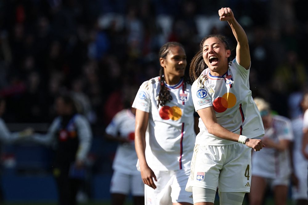 Lyon-Spielerin Selma Bacha feiert den Sieg gegen PSG