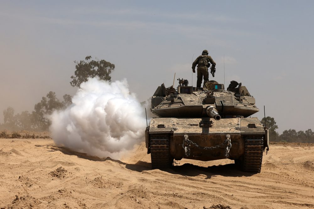 Israelischer Panzer in der Nähe des Gazastreifens