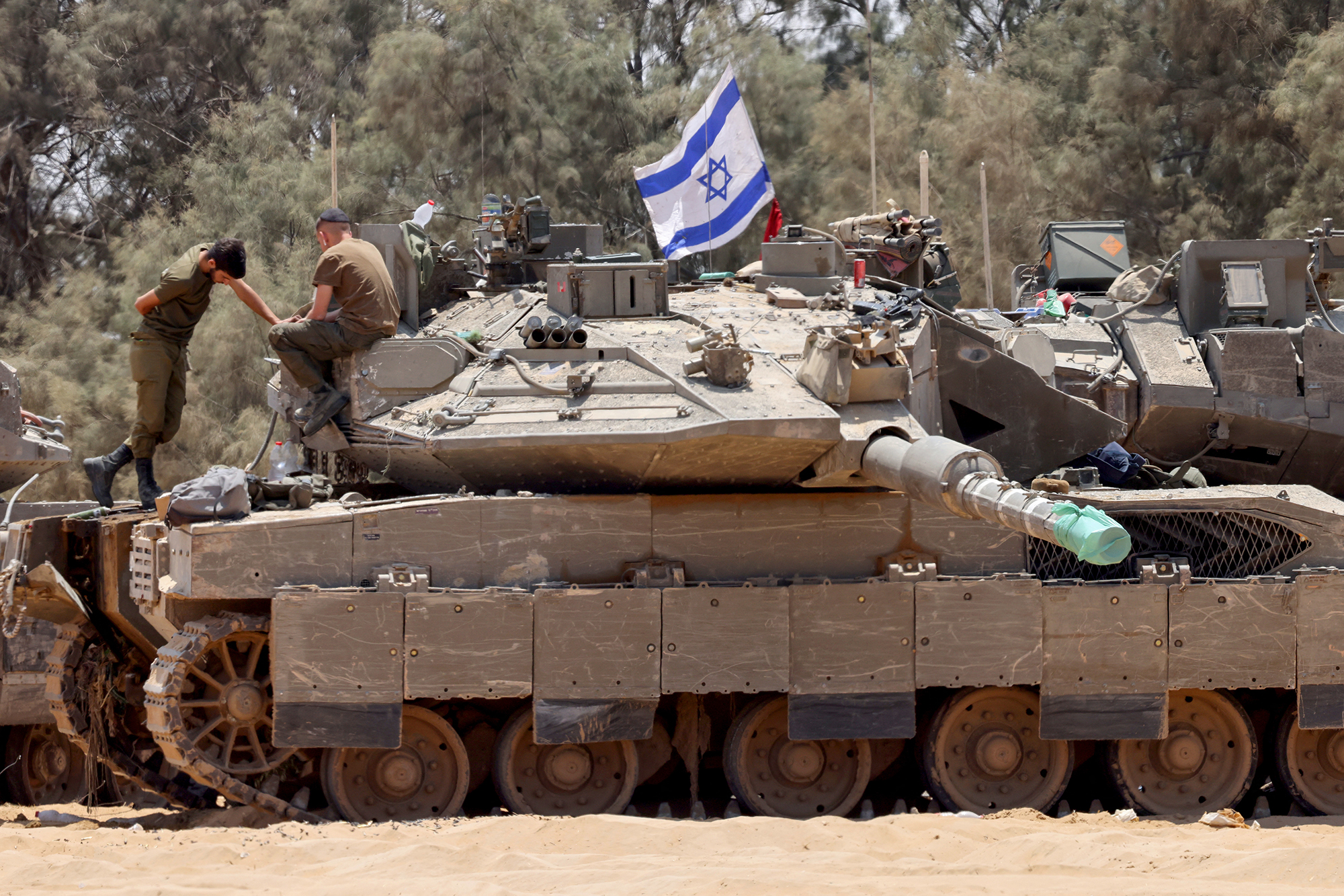 Israelische Panzer in der Nähe des Gazastreifens