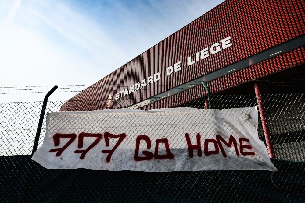 Protestaktion am Stadion in Lüttich