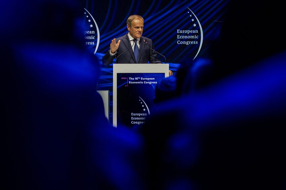 Der polnische Premier Donald Tusk beim Europäischen Wirtschaftskongress in Polen am 7. Mai