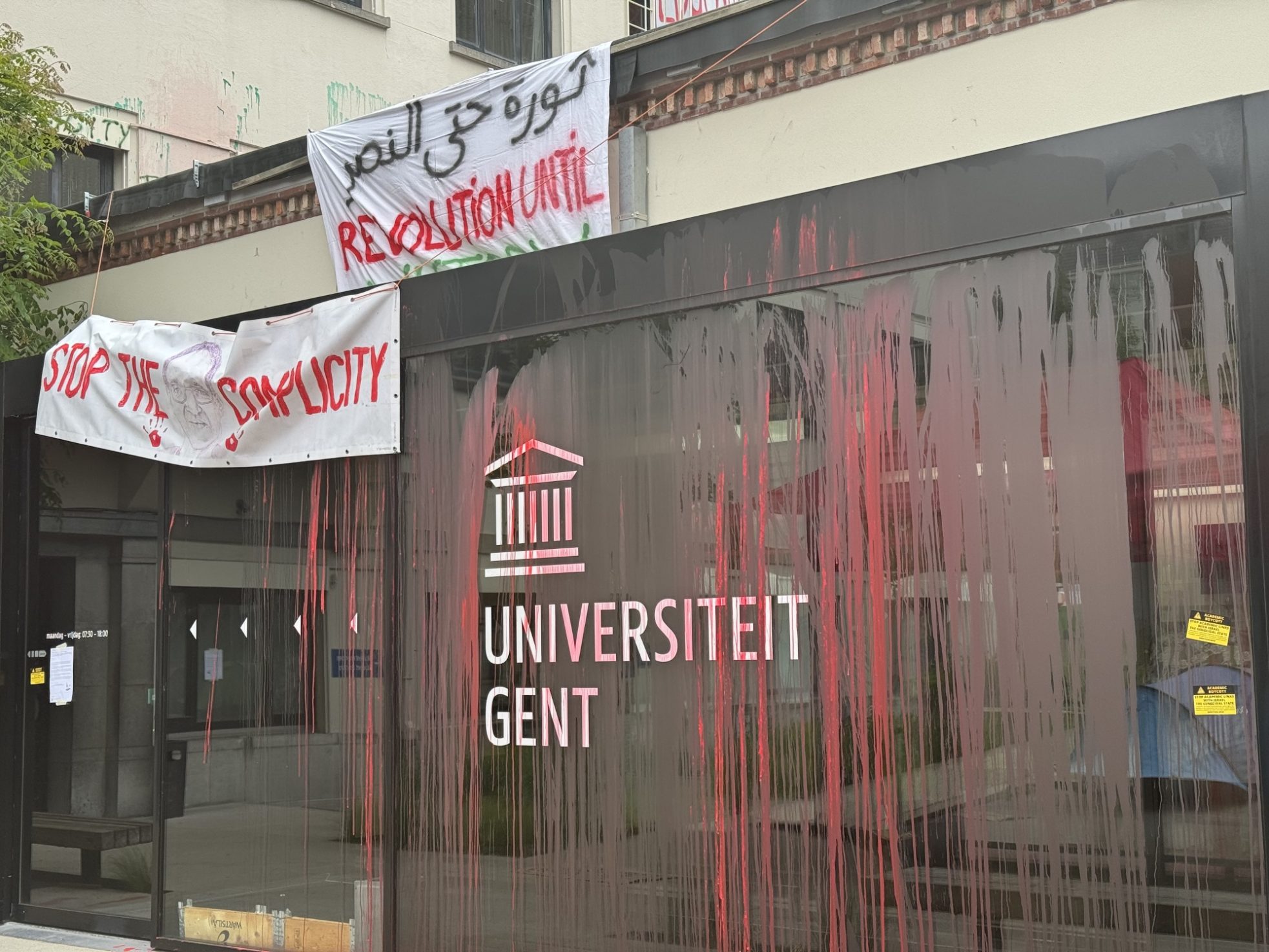 Sachschäden bei den pro-palästinensischen Protesten an der Uni Gent