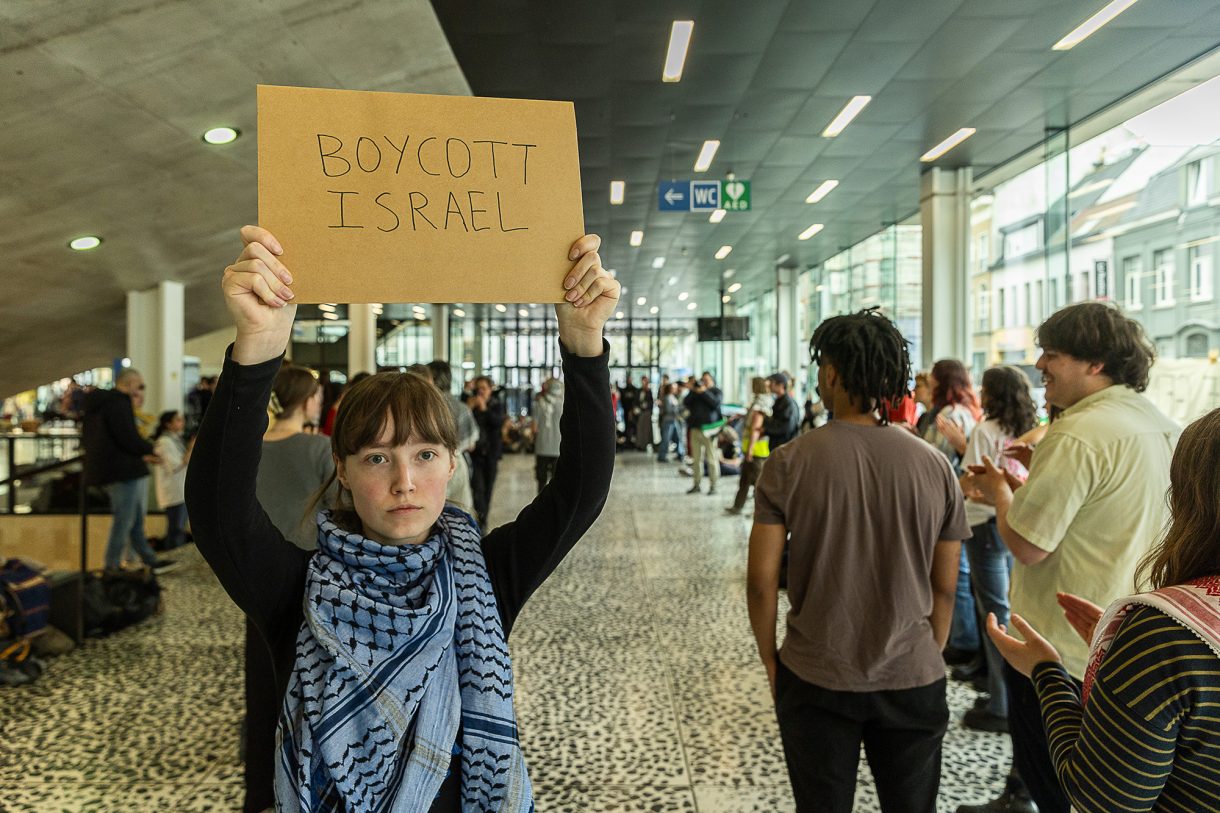 Studentenprotest an der Universität Gent am Montag, 6. Mai