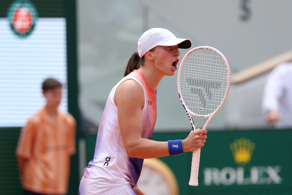 Die Polin Iga Swiatek nach ihrem vierten Sieg bei den French Open in Paris