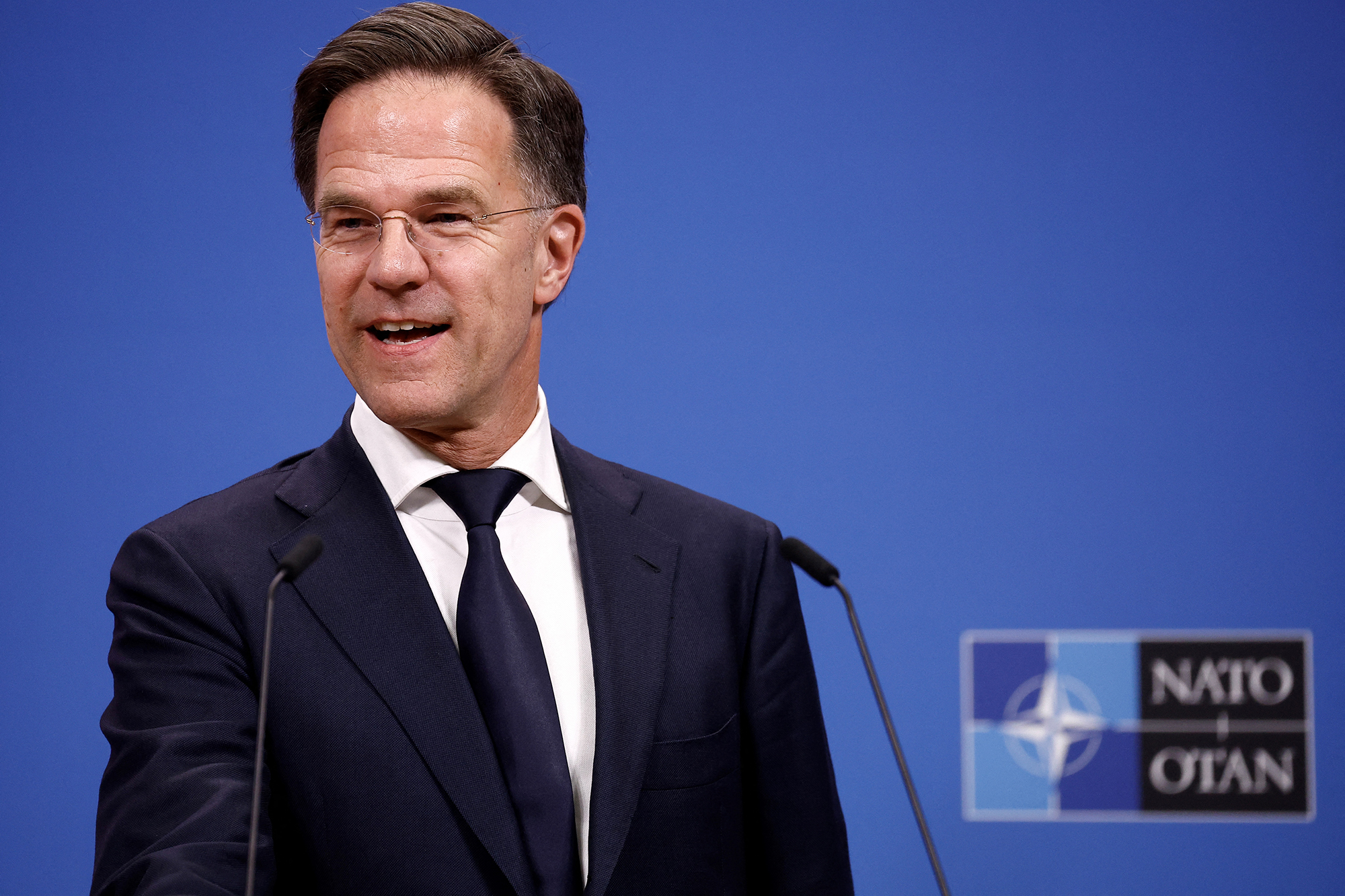 Mark Rutte bei einem Nator-Treffen in Brüssel im April 2024