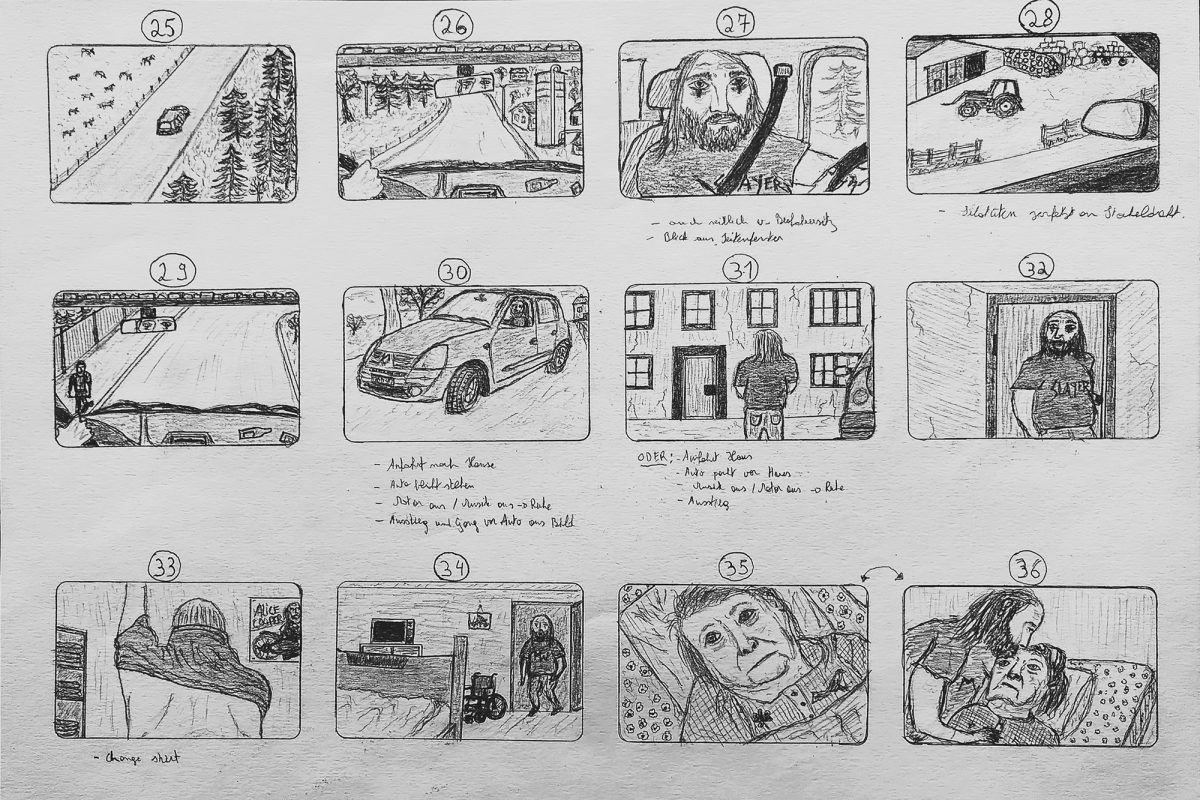 Das Storyboard zum neuen Film mit dem Arbeitstitel "Coma Grey"