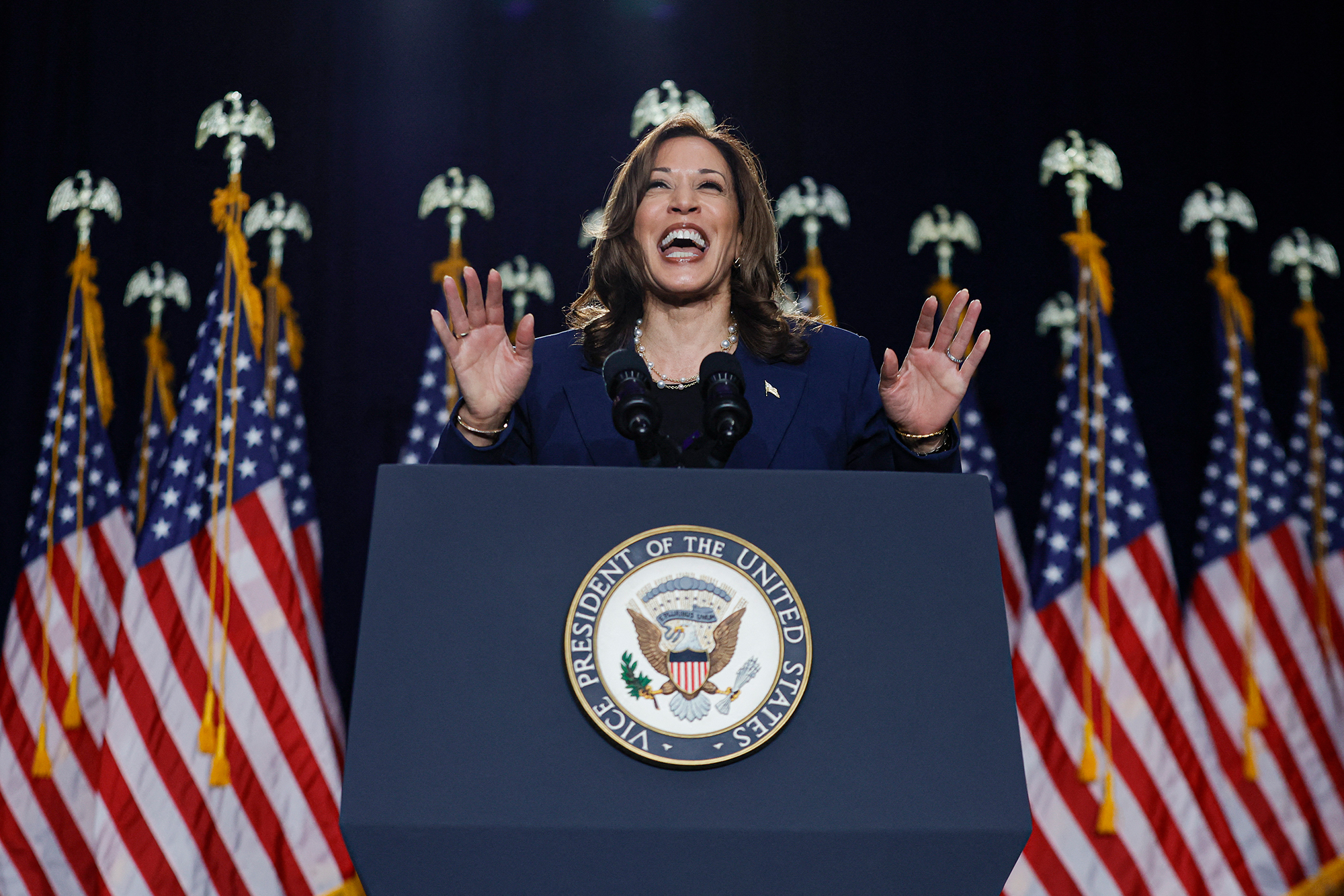 Kamala Harris bei der Wahlkampfveranstaltung in Wisconsin