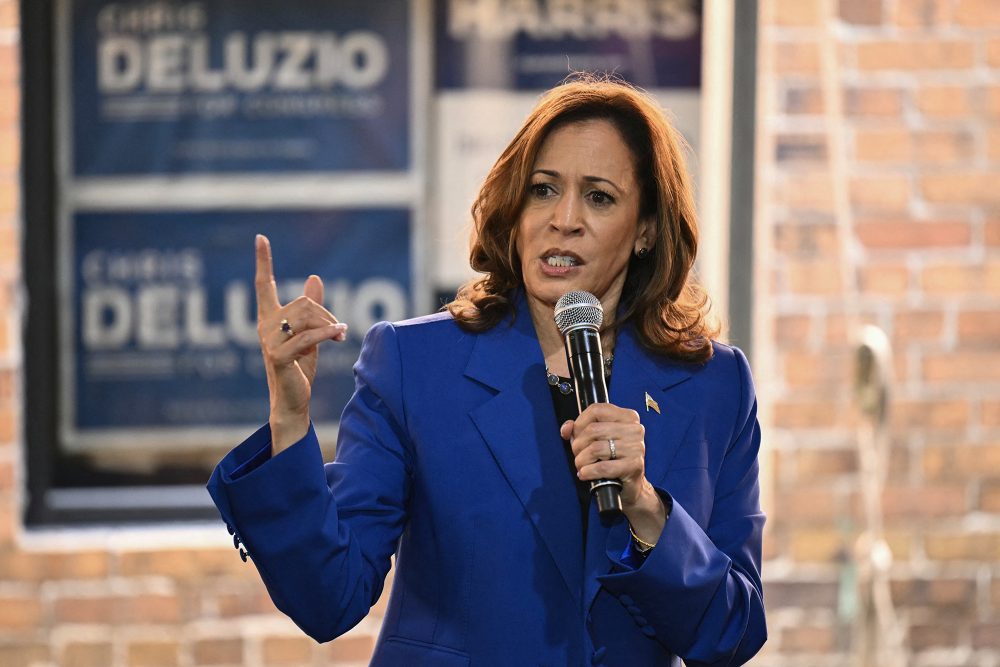 Kamala Harris bei einem Wahlkampfauftritt am 18. August in Rochester