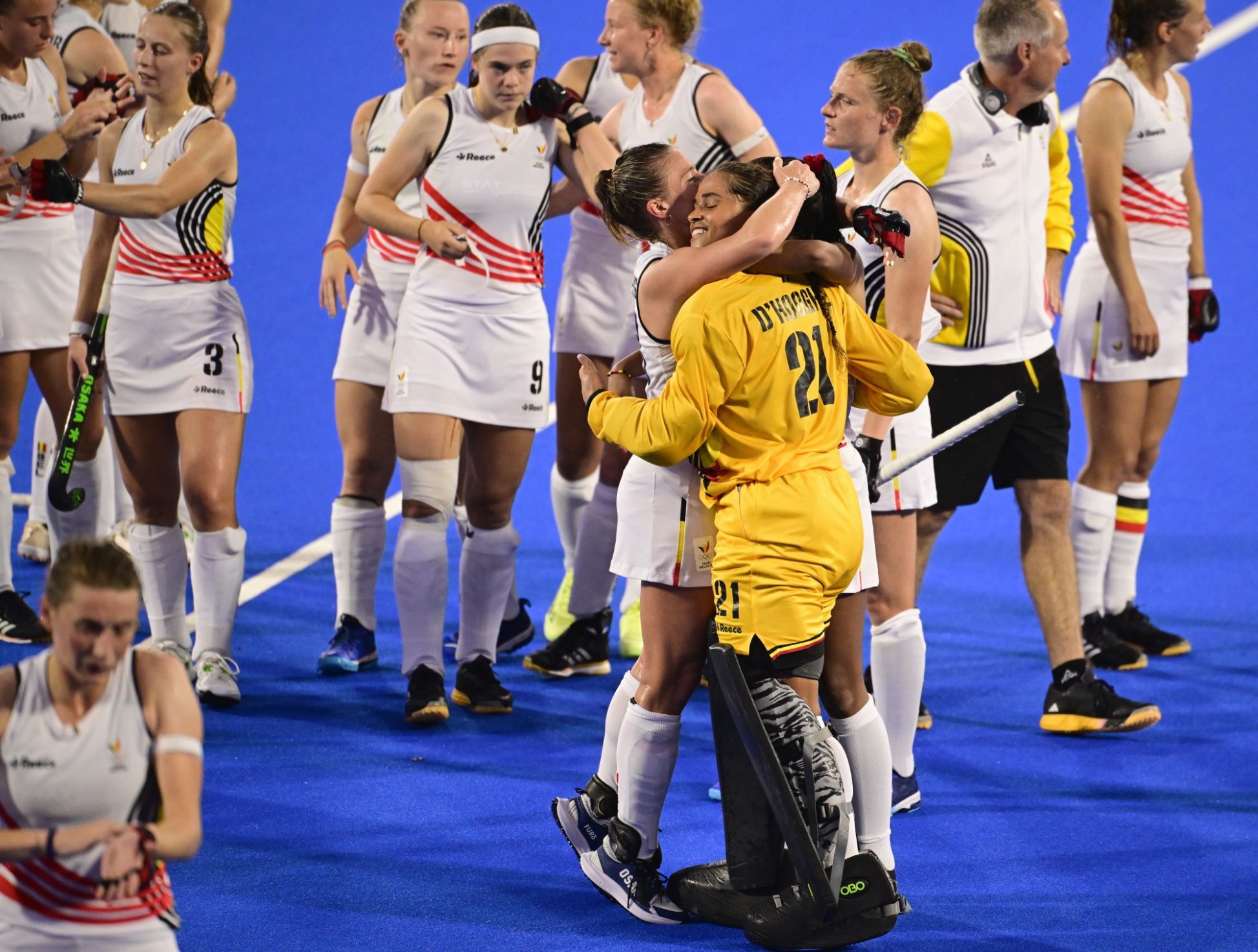 Die belgischen Hockeyfrauen konnten sich gegen Deutschland behaupten und sicherten sich Gruppenplatz zwei. Im Viertelfinale wartet nun Spanien (Bild: Laurie Dieffembacq/Belga)