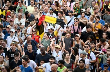 Feier für Team Belgium auf der Grand-Place