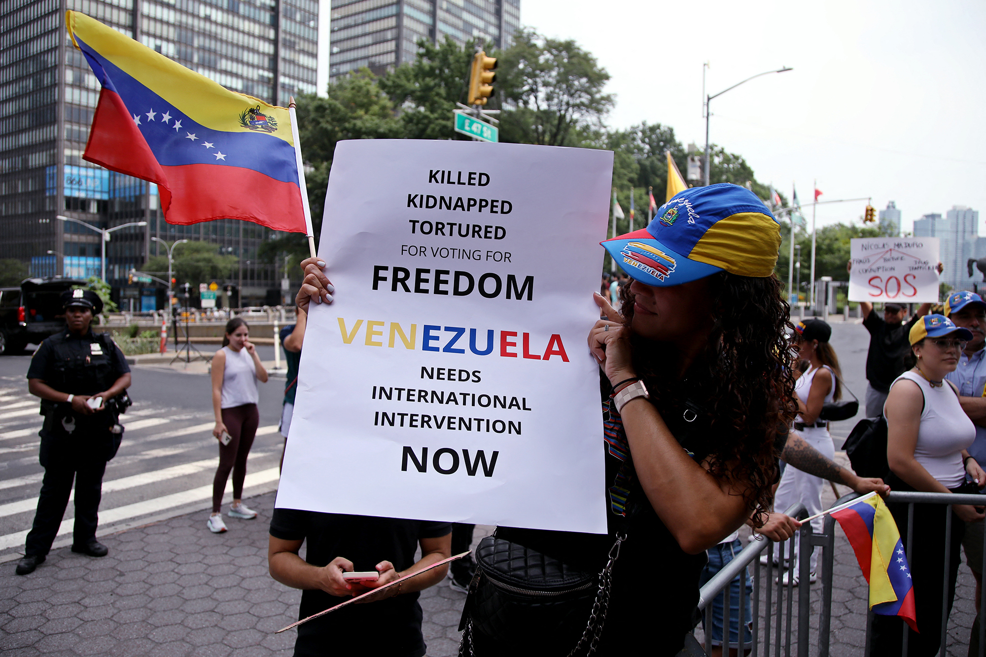 Protest von Oppositionsanhängern vor dem UN-Hauptquartier in New York