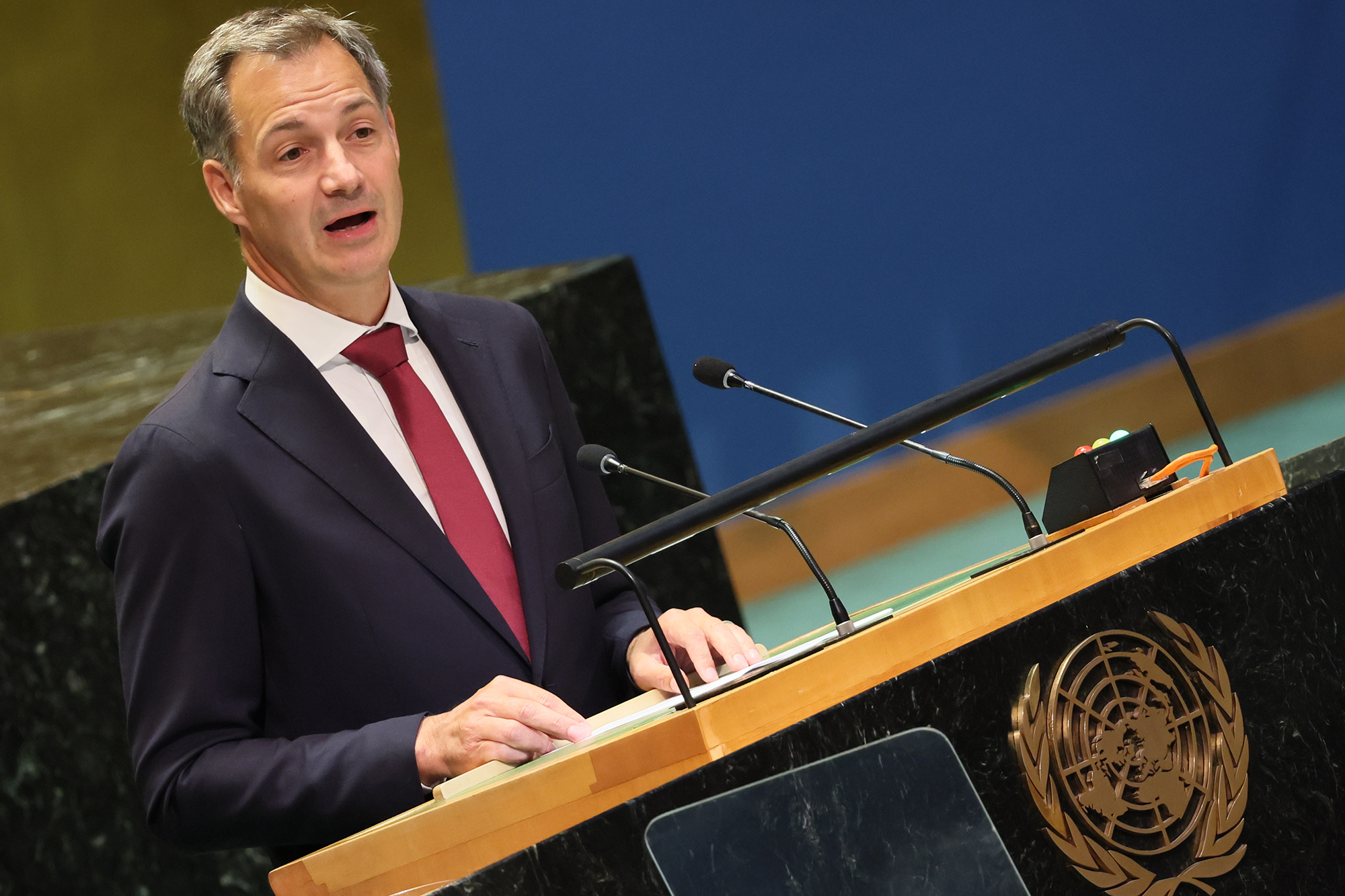 Der geschäftsführende Premierminister Alexander De Croo bei der UN-Generalversammlung in New York