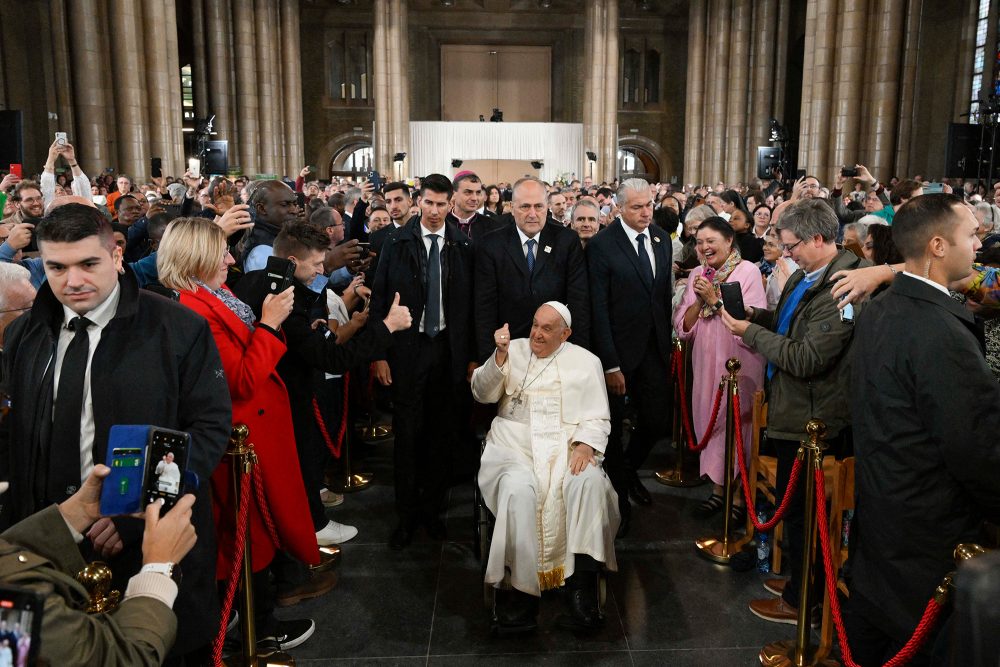 Papst Franziskus am Samstag in der Basilika von Koekelberg