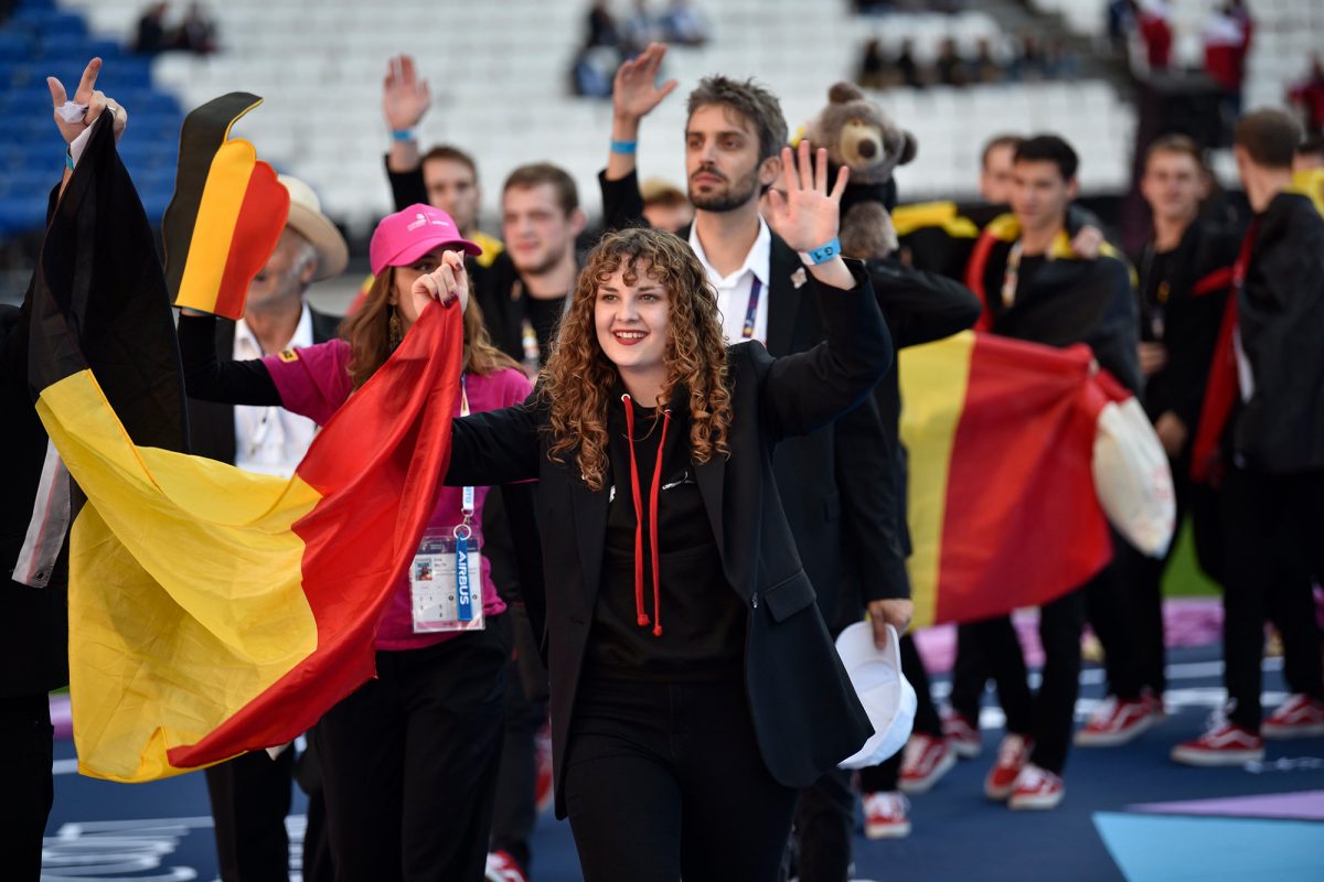 Die belgische Delegation bei der Abschlussfeier in Lyon am Sonntag