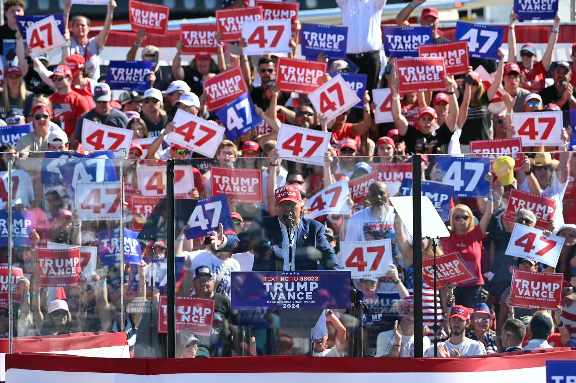 Donald Trump bei einer Wahlkampfveranstaltung in Wilmington, North Carolina am Samstag