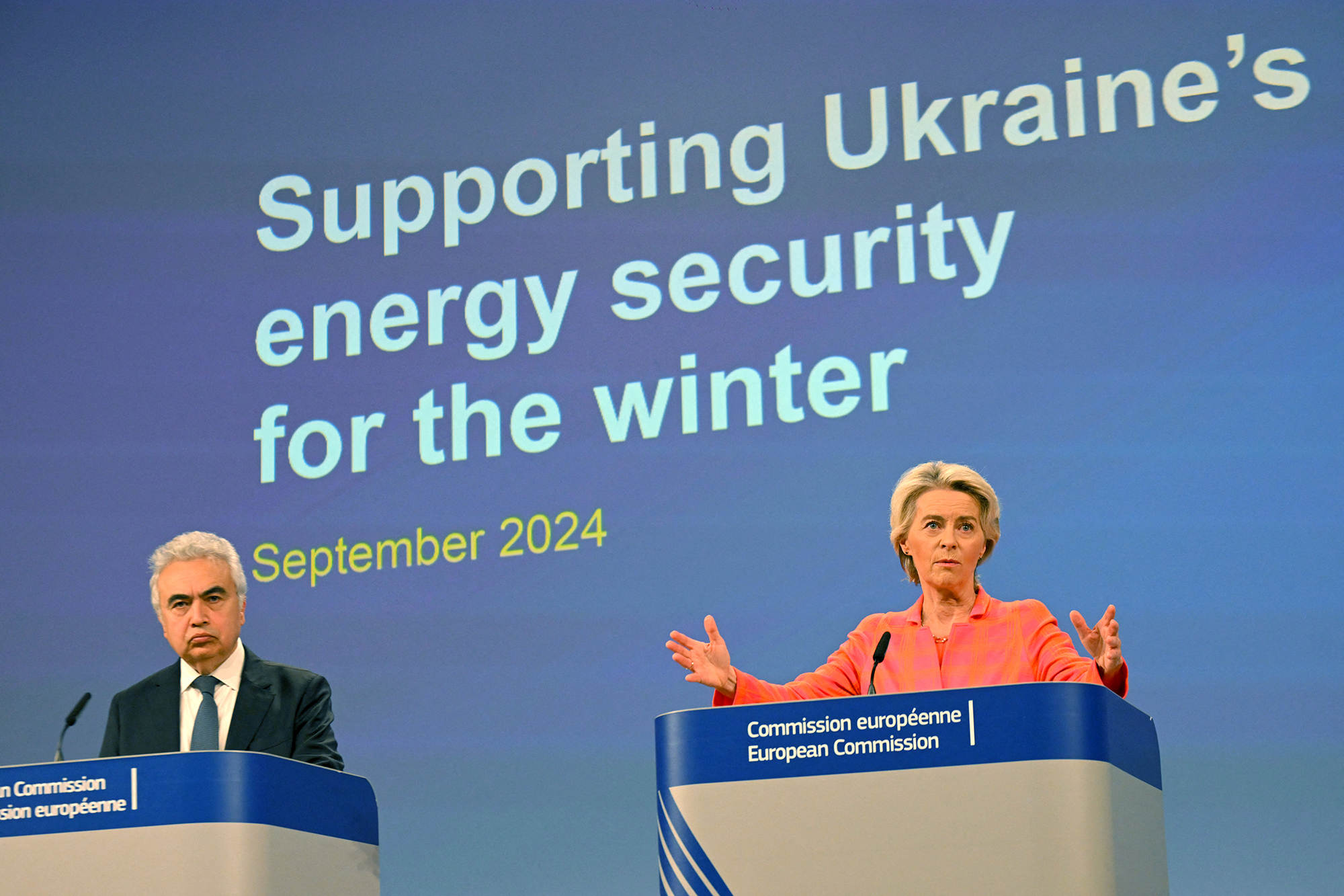 EU-Kommissionspräsidentin Ursula von der Leyen und der Exekutivdirektor der Internationalen Energieagentur (IEA), Fatih Birol