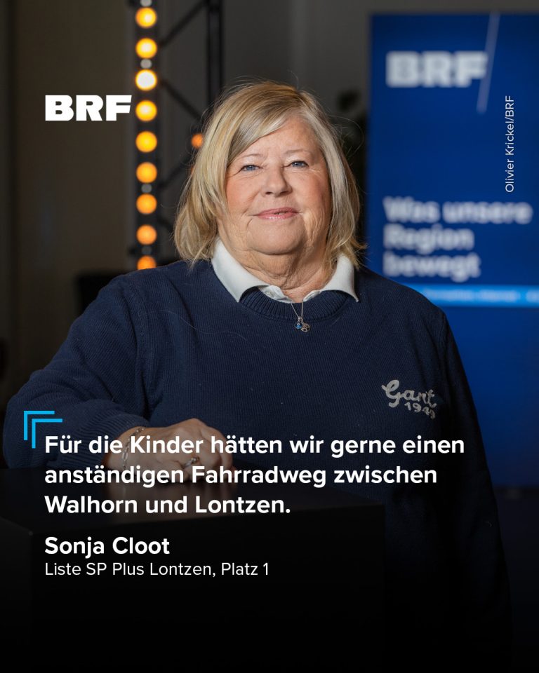 Sonja Cloot (Liste SPplus Lontzen) - auf dem Bild steht folgendes Zitat: "Für die Kinder hätten wir gerne einen anständigen Fahrradweg zwischen Walhorn und Lontzen."