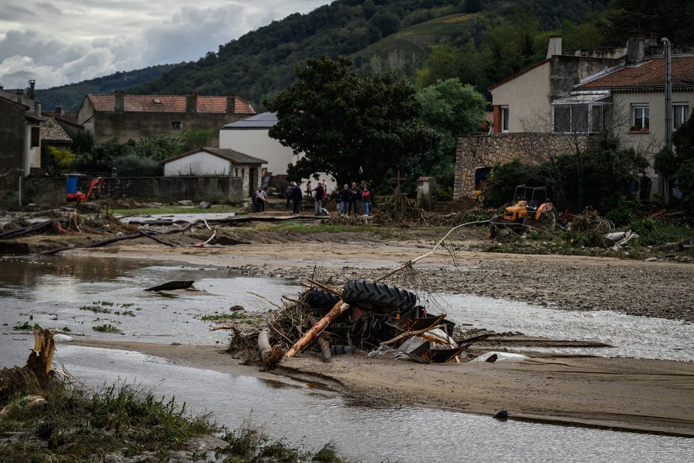 Verschlammtes Dorf in der Ardècheac